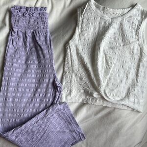 4-5 years old Girl Purple pants and white top